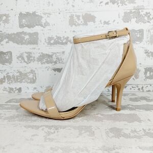 New Sam Edelman Patti Ankle Strap Nude Soft Beige Patent.Sandal  W114